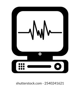 Icono de la máquina del ECG, icono de la línea del latido del corazón. Línea del latido del corazón del EKG, icono de la línea del cardiograma, signo. Silueta del pulso del corazón, icono, diseño de la Ilustración vectorial aislado