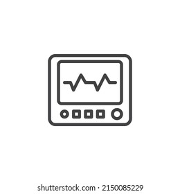 Ecg Machine line icon. linear style sign for mobile concept and web design. Cardiogram Monitor outline vector icon. Symbol, logo illustration. Vector graphics