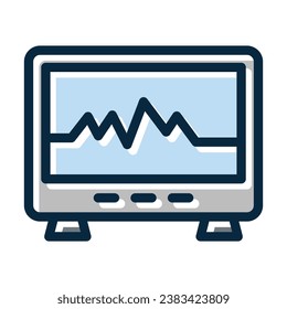 ECG Machine Vector Thick Line Filled Dark Colors Icons For Personal And Commercial Use.
