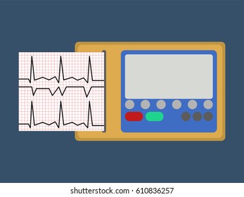 ECG. Medical object flat icon. Vector Illustration.