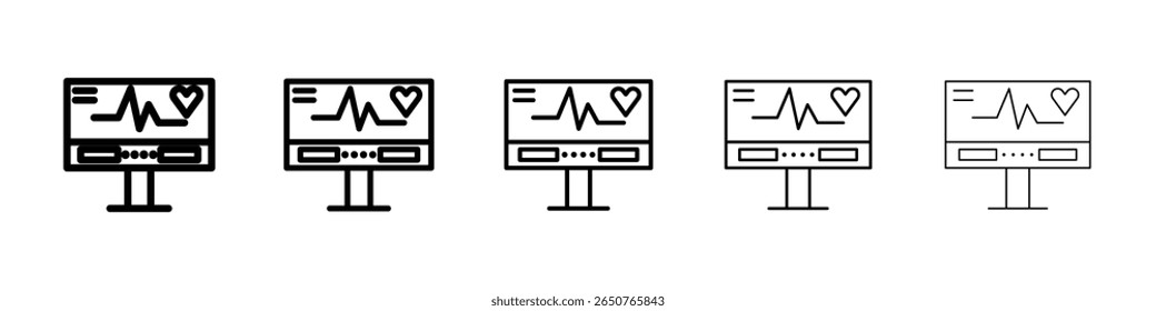 ECG monitor icon isolated vector on white background set