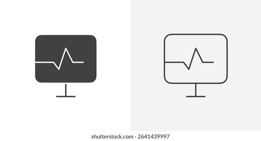 ECG monitor icon Line graphics illustration
