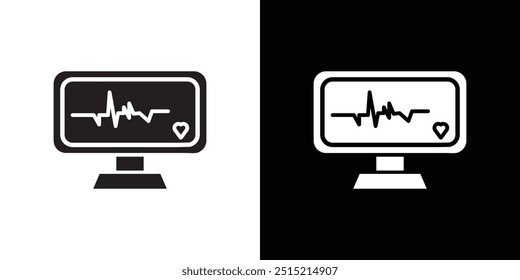 ECG monitor icon Thin line flat illustration