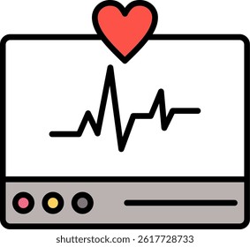 ECG Monitor Line Filled Vector Icon Design