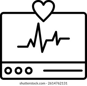 ECG Monitor Line Vector Icon Design
