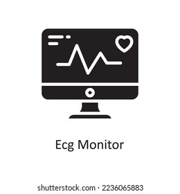Ilustración de diseño de iconos sólidos del monitor Ecg. Símbolo médico sobre archivo EPS 10 de fondo blanco