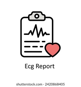 Ecg Report vector Filled outline icon style illustration. EPS 10 File