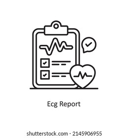 ECG Report, Vektorgrafik Outline Icon Design Illustration. Symbol für medizinische und Laborgeräte auf weißem Hintergrund EPS10-Datei