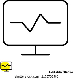 Ecg Screen Vector Line Icon