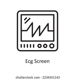 Ecg Screen Vector Outline Icon Design illustration. Medical Symbol on White background EPS 10 File