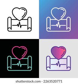 ECG thin line icon. Cardiogram with heart. Medical research. Modern vector illustration.