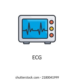 ECG vector Filled Outline Icon Design illustration. Medical Symbol on White background EPS 10 File