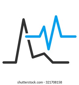Ecg vector icon. Style is bicolor flat symbol, blue and gray colors, rounded angles, white background.