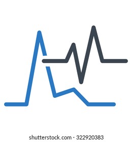 Ecg vector icon. Style is bicolor flat symbol, smooth blue colors, rounded angles, white background.