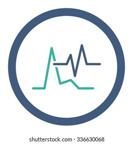 Ecg vector icon. Style is bicolor flat rounded symbol, cobalt and cyan colors, rounded angles, white background.