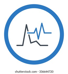 Ecg vector icon. Style is bicolor flat rounded symbol, smooth blue colors, rounded angles, white background.