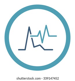 Ecg vector icon. Style is bicolor flat rounded symbol, cyan and blue colors, rounded angles, white background.