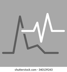 Ecg vector icon. Style is bicolor flat symbol, dark gray and white colors, rounded angles, silver background.