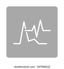 Ecg vector icon. Style is flat rounded square button, white and silver colors, white background.