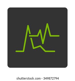 ECG vector icon. Style is flat rounded square button, eco green and gray colors, white background.