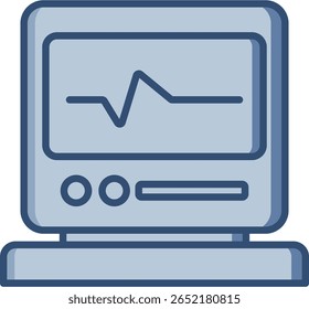 ECG vector icon with transparent background. Changeable blue color design.