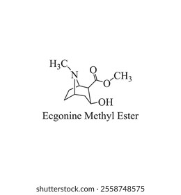Ecgonine Methyl Ester skeletal structure diagram.stimulant compound molecule scientific illustration.