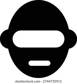 ech Bot Head Icon — Minimal Solid Black Robot Face Mascot