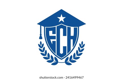 ECH initial letter academic logo design vector template. monogram, abstract, school, college, university, graduation, symbol, shield, model, institute, educational, coaching canter, tech, sign, badge