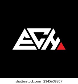 ECH triangle letter logo design with triangle shape. ECH triangle logo design monogram. ECH triangle vector logo template with red color. ECH triangular logo Simple, Elegant, and Luxurious design.