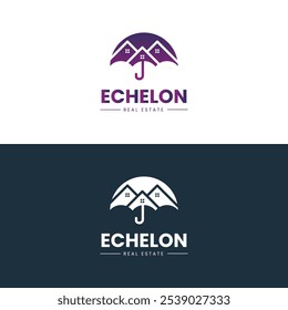 The "Echelon Real Estate" logo features an umbrella with rooftops, symbolizing housing protection and trust.