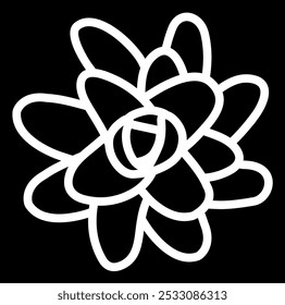 Echeveria laui view from top. Simple style vector illustration or icon. Succulent plant in black and white flat style. Useful for print and design. 