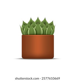 Echeveria succulent plant in a terracotta pot realistic 3d vector isolated on white background, vibrant green leaves, modern home decor concept, symbol of nature, tranquility, and indoor gardening.