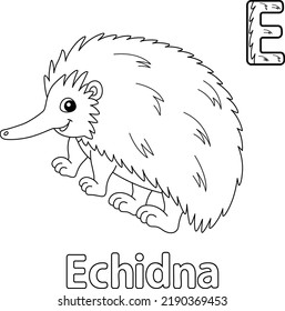 Echidna Alphabet ABC Coloring Page E