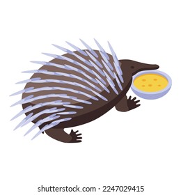 Echidna eat icon isometric vector. Cute animal. Wild mammal