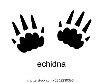 Echidna track, Echidna footprint. Ink, silhouette Vector illustration isolated on white background