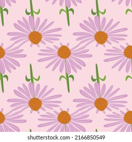 Echinacea floral design vector seamless pattern background