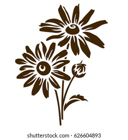 Echinacea flower silhouette. Vector illustration. Decorative flower icon. Medicinal herb