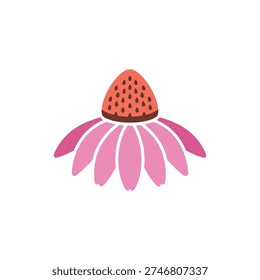 Echinacea Flower with Stylized Cone Texture Vector
