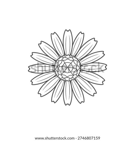 Echinacea Flower Top View with Geometric Cone Flat Icon