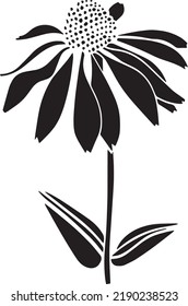 Echinacea Vector Stencil, black and white