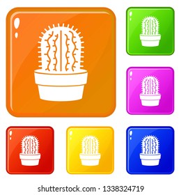 Echinocereus icons set collection vector 6 color isolated on white background