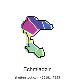 Echmiadzin Vector del mapa de la ciudad, Plantilla estilizada del diseño del mapa del esquema, conveniente para su diseño, marca, y etc