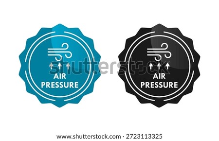 echnical pressure indicator labels for air and water flow, featuring arrow and wave symbols for industrial equipment, plumbing, or atmospheric measurement.