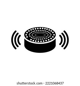 Echo, Dot, Speaker, Alexa Icon. Black Vector Graphics.