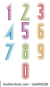 Echo lined numbers vector set, trendy elegant retro style design. Vector.