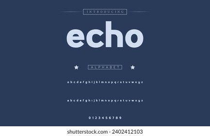 Echo Modern Bold Font. Sans Serif Font. Regular Italic Uppercase Lowercase Typography urban style alphabet fonts for fashion, sport, technology, digital, movie, logo design, vector illustration