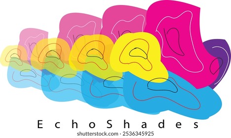 "Echo Shades" é uma mistura colorida de formas em rosa, amarelo e azul, criando uma aparência animada e em camadas.
Este design abstrato evoca uma harmonia rítmica e colorida que se sente dinâmica e calmante.