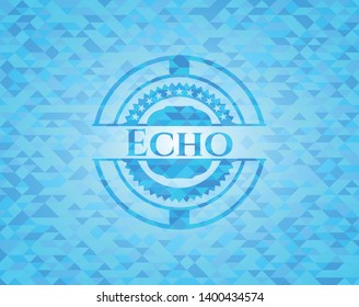 Echo sky blue emblem. Mosaic background