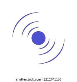 Echo Sonar Waves. Blue Radar Symbol On Sea And Ultrasonic Signal Reflection. Icon Detect And Scan Vibration Or Water. Round Pulsating Circle Wave System Vector Illustration Concept