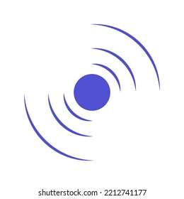 Echo Sonar Waves. Blue Radar Symbol On Sea And Ultrasonic Signal Reflection. Icon Detect And Scan Vibration Or Water. Round Pulsating Circle Wave System Vector Illustration Concept